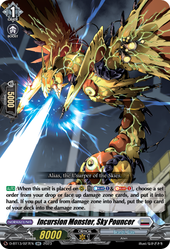 (027) Cardfight Vanguard Flight of Chakrabarthi Single: Incursion Monster, Sky Pouncer [D-Format] (V.1 - Double Rare)  Double Rare