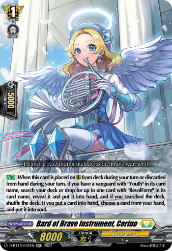 (032) Cardfight Vanguard Flight of Chakrabarthi Single: Bard of Brave Instrument, Corino [D-Format] (V.1 - Double Rare)  Double Rare