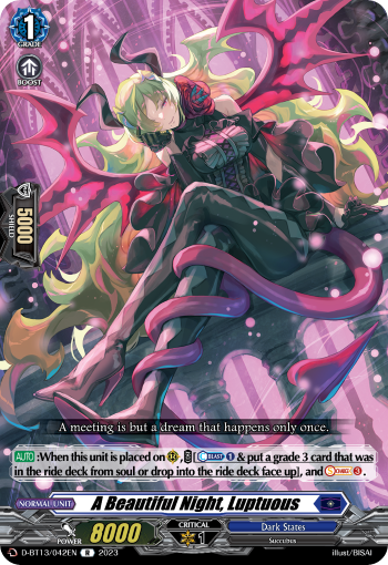 (042) Cardfight Vanguard Flight of Chakrabarthi Single: A Beautiful Night, Luptuous [D-Format] (V.1 - Rare)  Rare