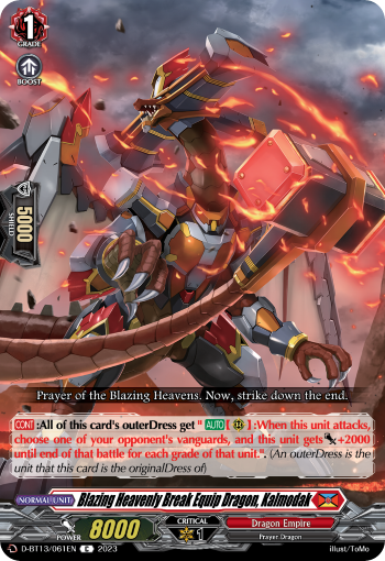 (061) Cardfight Vanguard Flight of Chakrabarthi Single: Blazing Heavenly Break Equip Dragon, Kalmodak [D-Format]  Common