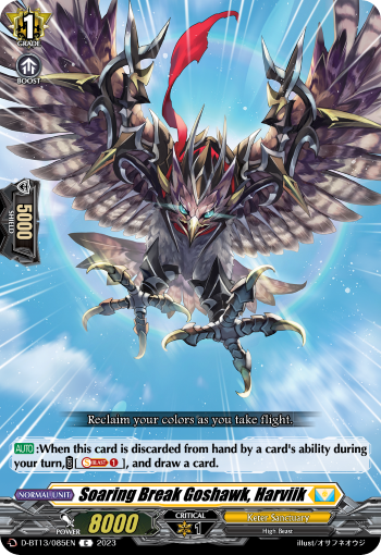 (085) Cardfight Vanguard Flight of Chakrabarthi Single: Soaring Break Goshawk, Harviik [D-Format]  Common