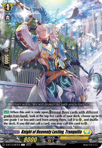 (087) Cardfight Vanguard Flight of Chakrabarthi Single: Knight of Heavenly Lasting, Tranquilia [D-Format]  Common