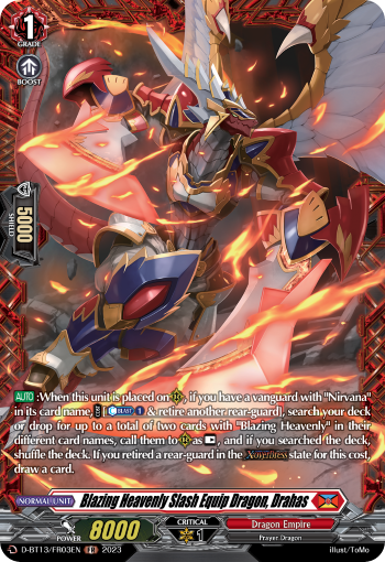 (FR03) Cardfight Vanguard Flight of Chakrabarthi Single: Blazing Heavenly Slash Equip Dragon, Drahas [D-Format] (V.2 - Frame Rare)  Frame Rare