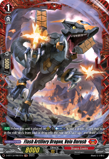 (FR07) Cardfight Vanguard Flight of Chakrabarthi Single: Flash Artillery Dragon, Velo Onrush [D-Format] (V.2 - Frame Rare)  Frame Rare