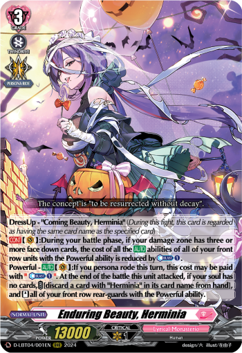 (001) Cardfight Vanguard Lyrical Monasterio: Trick or Trick! Single: Enduring Beauty, Herminia [D-Format] (V.1 - Triple Rare)  Triple Rare