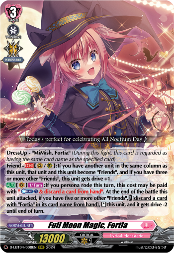 (008) Cardfight Vanguard Lyrical Monasterio: Trick or Trick! Single: Full Moon Magic, Fortia [D-Format] (V.1 - Triple Rare)  Triple Rare