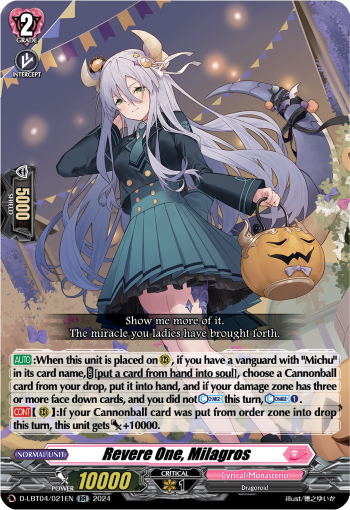 (021) Cardfight Vanguard Lyrical Monasterio: Trick or Trick! Single: Revere One, Milagros [D-Format] (V.1 - Double Rare)  Double Rare