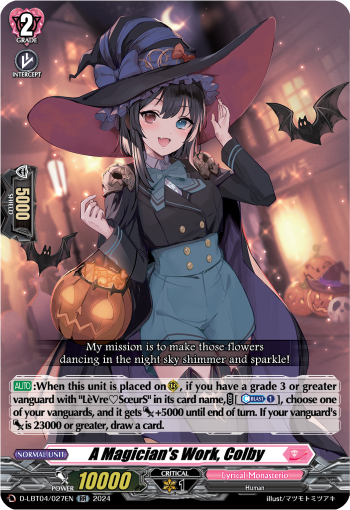 (027) Cardfight Vanguard Lyrical Monasterio: Trick or Trick! Single: A Magician's Work, Colby [D-Format] (V.1 - Double Rare)  Double Rare