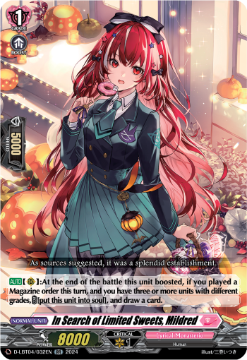 (032) Cardfight Vanguard Lyrical Monasterio: Trick or Trick! Single: In Search of Limited Sweets, Mildred [D-Format] (V.1 - Double Rare)  Double Rare