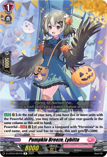 (051) Cardfight Vanguard Lyrical Monasterio: Trick or Trick! Single: Pumpkin Breeze, Lybitta [D-Format] (V.1 - Rare)  Rare