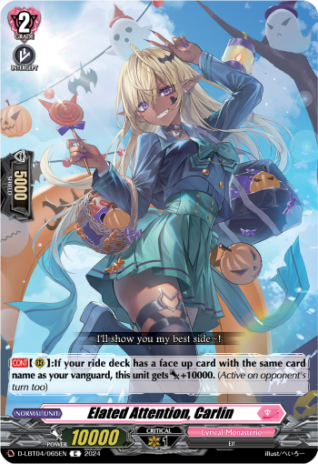 (065) Cardfight Vanguard Lyrical Monasterio: Trick or Trick! Single: Elated Attention, Carlin [D-Format]  Common