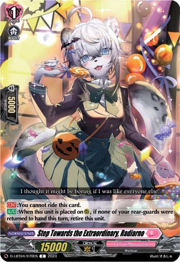 (070) Cardfight Vanguard Lyrical Monasterio: Trick or Trick! Single: Step Towards the Extraordinary, Radiarno [D-Format]  Common