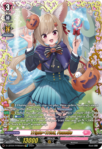 (FFR05) Cardfight Vanguard Lyrical Monasterio: Trick or Trick! Single: Tr!ple×Tr!ck, Fenelle [D-Format] (V.2 - Double Frame Rare)  Double Frame Rare