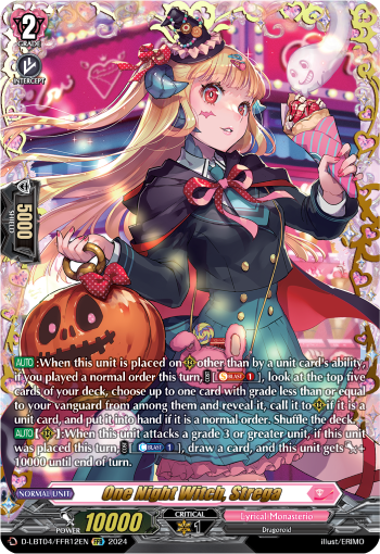 (FFR12) Cardfight Vanguard Lyrical Monasterio: Trick or Trick! Single: One Night Witch, Strega [D-Format] (V.2 - Double Frame Rare)  Double Frame Rare