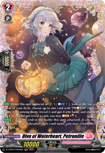 (FR03) Cardfight Vanguard Lyrical Monasterio: Trick or Trick! Single: Diva of Waterheart, Petronille [D-Format] (V.2 - Frame Rare)  Frame Rare