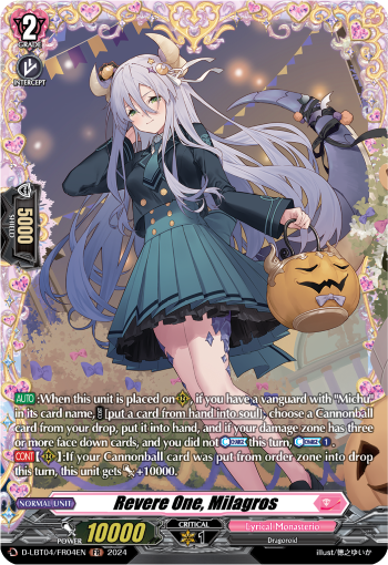 (FR04) Cardfight Vanguard Lyrical Monasterio: Trick or Trick! Single: Revere One, Milagros [D-Format] (V.2 - Frame Rare)  Frame Rare