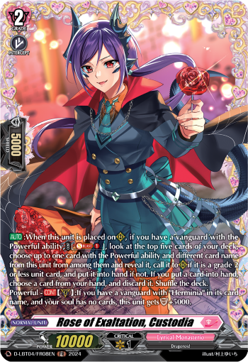 (FR08) Cardfight Vanguard Lyrical Monasterio: Trick or Trick! Single: Rose of Exaltation, Custodia [D-Format] (V.2 - Frame Rare)  Frame Rare
