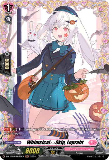 (FR29) Cardfight Vanguard Lyrical Monasterio: Trick or Trick! Single: Whimsical↔Skip, Lopraht [D-Format] (V.2 - Frame Rare)  Frame Rare