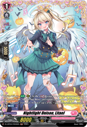 (FR33) Cardfight Vanguard Lyrical Monasterio: Trick or Trick! Single: Nightlight Unison, Litael [D-Format] (V.2 - Frame Rare)  Frame Rare