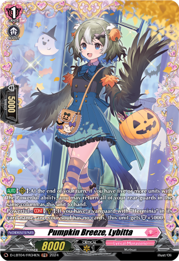 (FR34) Cardfight Vanguard Lyrical Monasterio: Trick or Trick! Single: Pumpkin Breeze, Lybitta [D-Format] (V.2 - Frame Rare)  Frame Rare