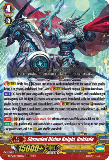 (002) Cardfight Vanguard History Collection Single: Shrouded Divine Knight, Gablade [P-Format]  Triple Rare