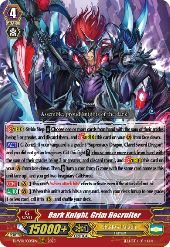 (005) Cardfight Vanguard History Collection Single: Dark Knight, Grim Recruiter [P-Format]  Triple Rare