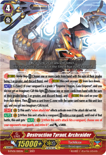 (010) Cardfight Vanguard History Collection Single: Destruction Tyrant, Archraider [P-Format]  Triple Rare