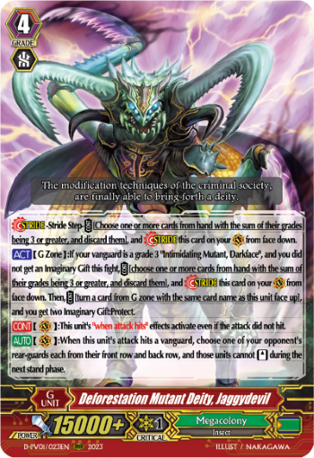 (023) Cardfight Vanguard History Collection Single: Deforestation Mutant Deity, Jaggydevil [P-Format]  Triple Rare
