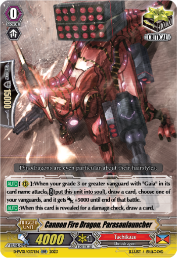 (037) Cardfight Vanguard History Collection Single: Cannon Fire Dragon, Parasaulauncher [P-Format]  Double Rare