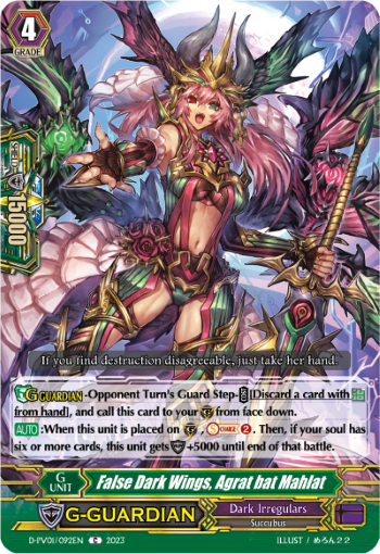 (092) Cardfight Vanguard History Collection Single: False Dark Wings, Agrat bat Mahlat [P-Format]  Common