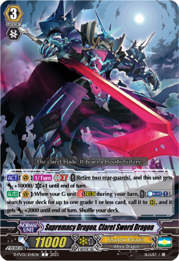 (104) Cardfight Vanguard History Collection Single: Supremacy Dragon, Claret Sword Dragon [P-Format]  Common