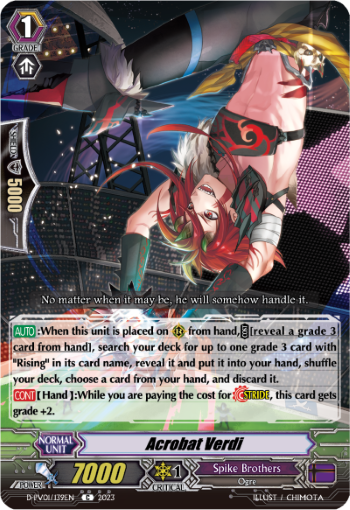 (139) Cardfight Vanguard History Collection Single: Acrobat Verdi [P-Format]  Common