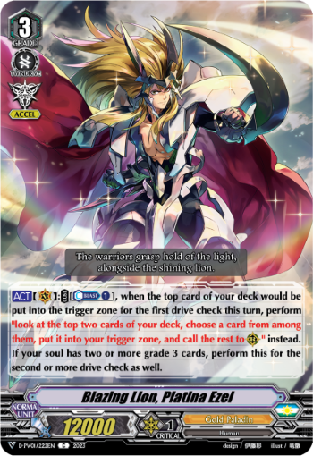 (222) Cardfight Vanguard History Collection Single: Blazing Lion, Platina Ezel [V Format]  Common