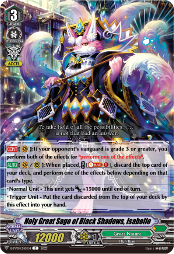 (240) Cardfight Vanguard History Collection Single: Holy Great Sage of Black Shadows, Isabelle [V Format]  Common