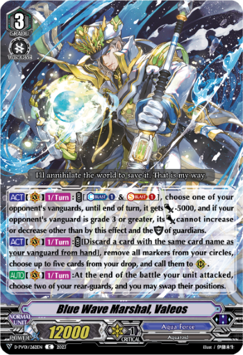 (262) Cardfight Vanguard History Collection Single: Blue Wave Marshal, Valeos [V Format]  Common