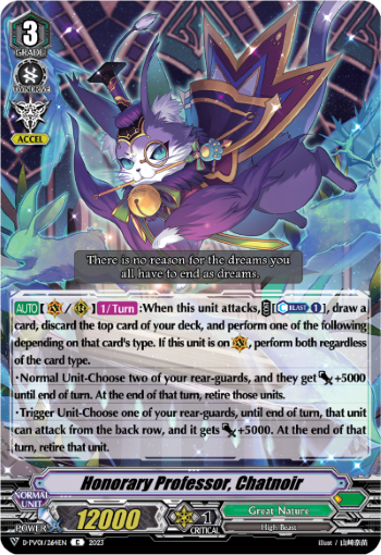 (264) Cardfight Vanguard History Collection Single: Honorary Professor, Chatnoir [V Format]  Common