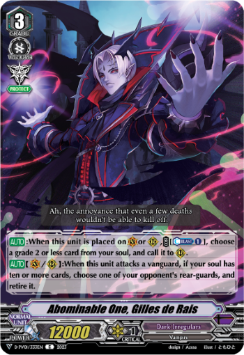 (333) Cardfight Vanguard History Collection Single: Abominable One, Gilles de Rais [V Format]  Common