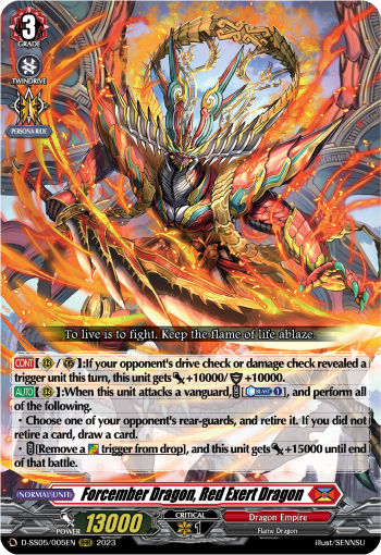 (005) Cardfight Vanguard Festival Booster 2023 Single: Forcember Dragon, Red Exert Dragon [D-Format] (V.1 - Triple Rare)  Triple Rare