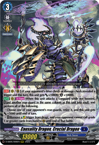 (006) Cardfight Vanguard Festival Booster 2023 Single: Causality Dragon, Crucial Dragon [D-Format] (V.1 - Triple Rare)  Triple Rare