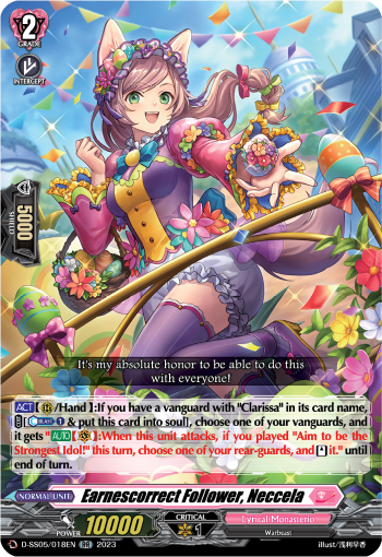 (018) Cardfight Vanguard Festival Booster 2023 Single: Earnescorrect Follower, Neccela [D-Format]  Double Rare