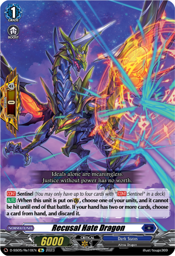 (Re10) Cardfight Vanguard Festival Booster 2023 Single: Recusal Hate Dragon [D Format]  Feature Rare