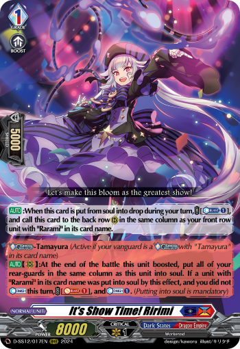 (017) Cardfight Vanguard Triple Drive Booster Single: It's Show Time! Ririmi [D Format]  Triple Rare