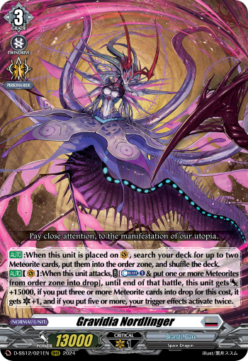 (021) Cardfight Vanguard Triple Drive Booster Single: Gravidia Nordlinger [D Format] (V.1 - Triple Rare)  Triple Rare
