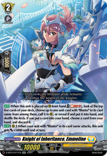 (071) Cardfight Vanguard Triple Drive Booster Single: Knight of Inheritance, Emmeline [D Format] (V.1 - Double Rare)  Double Rare