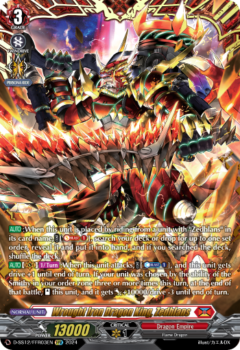 (FFR03) Cardfight Vanguard Triple Drive Booster Single: Wrought Iron Dragon King, Zedhlans [D-Format] (V.2 - Double Frame Rare)  Double Frame Rare