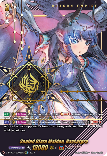 (SEC02) Cardfight Vanguard Triple Drive Booster Single: Sealed Blaze Maiden, Bavsargra [D Format] (V.2 - Secret Rare)  Secret Rare