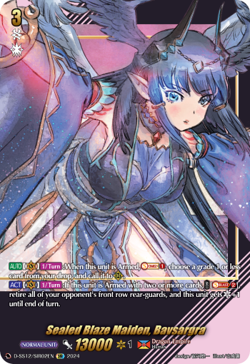 (SIR02) Cardfight Vanguard Triple Drive Booster Single: Sealed Blaze Maiden, Bavsargra [D Format] (V.3 - Feature Rare)  Feature Rare