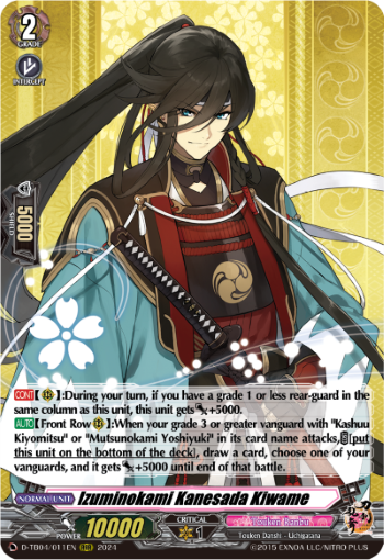 (011) Cardfight Vanguard Touken Ranbu ONLINE 2023 Single: Izuminokami Kanesada Kiwame [D-Format] (V.1 - Triple Rare)  Triple Rare
