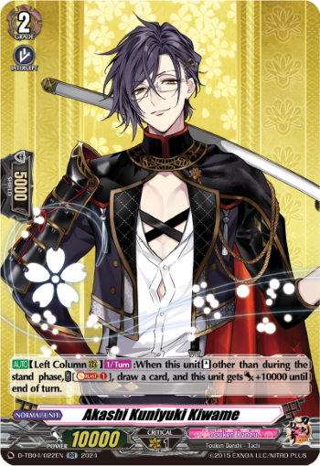 (022) Cardfight Vanguard Touken Ranbu ONLINE 2023 Single: Akashi Kuniyuki Kiwame [D-Format] (V.1 - Double Rare)  Double Rare