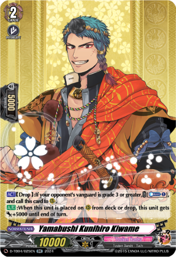 (025) Cardfight Vanguard Touken Ranbu ONLINE 2023 Single: Yamabushi Kunihiro Kiwame [D-Format] (V.1 - Double Rare)  Double Rare